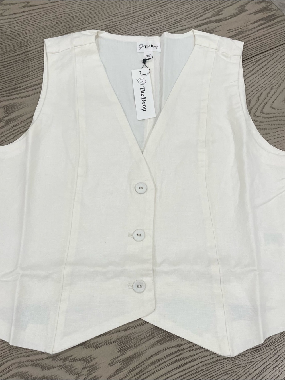 Women's White V-Neck Button Vest